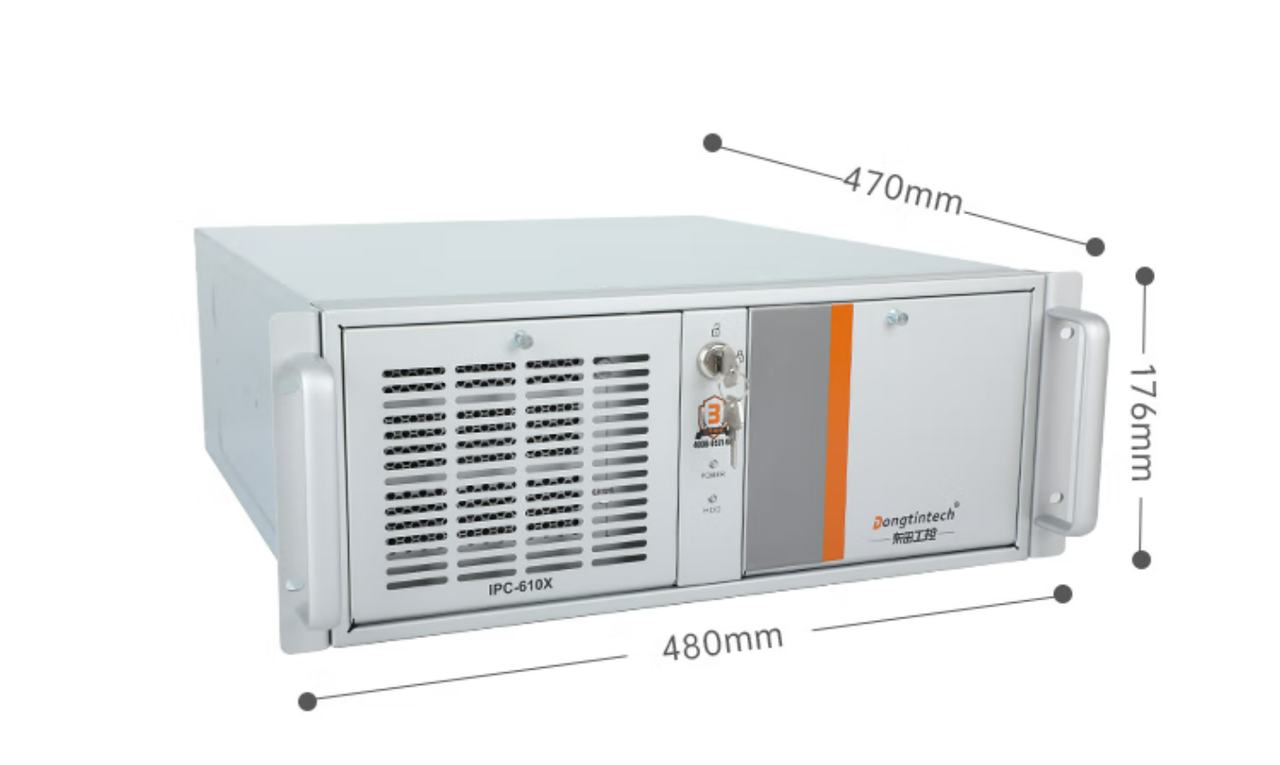 　這款機(jī)器采用了DT-610X機(jī)箱和DT-WR680MA主板。整體為銀灰色。采用了熱浸鍍鋅薄鋼板，防銹、耐候性強(qiáng)。并且它的防銹蝕性特別好，-般環(huán)境防蝕效果可達(dá)30-50年，熱浸鍍鋅薄鋼板外形美觀，加工容易。尺寸為430（481.6帶耳朵）*470*176mm（寬*深*高）,約重23kg，便于搬運(yùn)。